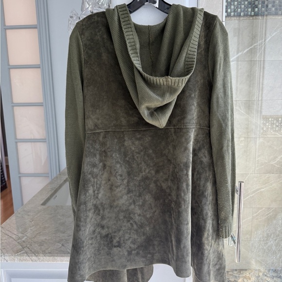 BlankNyc Faux Suede Dark Green Hoodie Cardigan - Picture 10 of 13